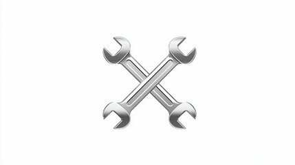Two crossed chrome wrenches on a white background, representing tools and repair