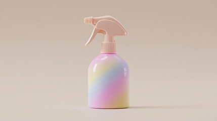 A pastel-colored spray bottle on a cream background, blending soft hues for a gentle aesthetic