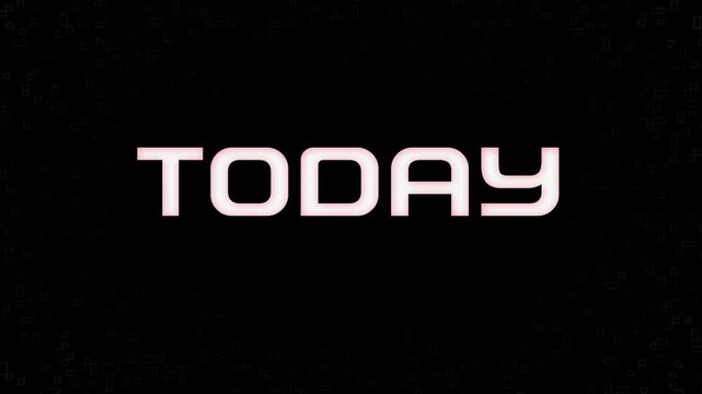 Electrified flashing TODAY animated graphic in white yellow and black
