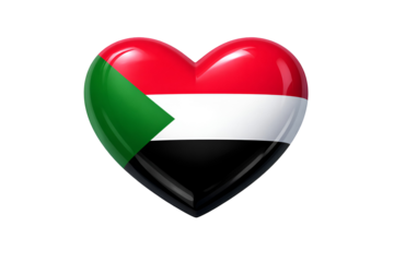 Glossy heart icon representing love for the flag of Sudan
