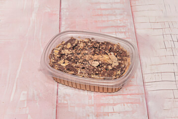 A close-up of the surface of a cake, where designs have been created with acetate sheets