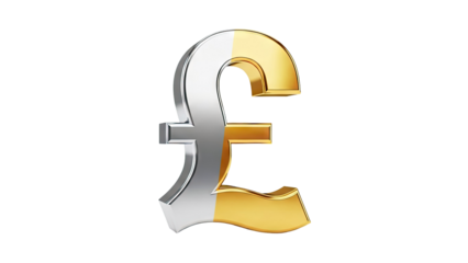 Pound Sterling Symbol, Half Silver, Half Gold
