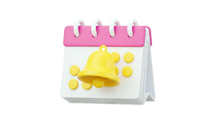 3D Icon of Calendar with Notification Bell