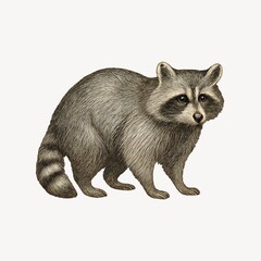Obraz premium Vintage raccoon illustration art