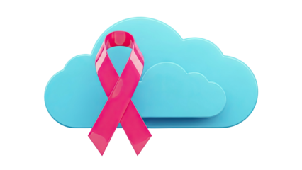 Pink Ribbon Overlay on Blue Cloud Icon