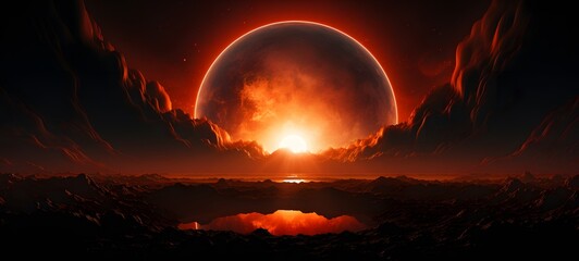 silhouette of eclipse moon sun ,generative AI