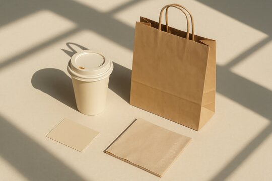 Minimalist coffee shop packaging design.