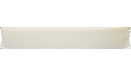 Blank antique white tape strip mockup aged paper texture horizontal layout vintage feel isolated on white background