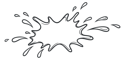 A splash of water or liquid in a clean black and white outline vector style, ideal for creative designs and backgrounds