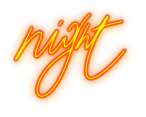 Obraz premium Neon lettering “night” in glowing vintage style