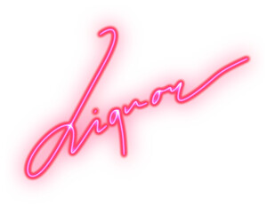 Fototapeta premium Neon lettering “liquor” in glowing vintage style