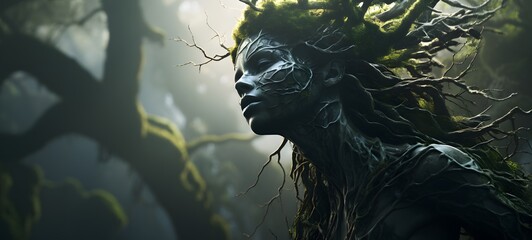 silhouette of Troll dryad ,generative AI