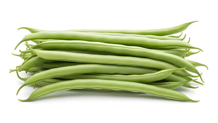 Obraz premium Fresh Green Beans Pile on White 