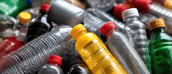 Plastic bottles for recycling shown from above, highlighting the importance of eco-friendly waste management and environmental care in today's world