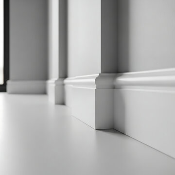 Modern interior design with white baseboards and clean lines