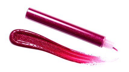 A red lipstick is shown next to a red smear of lipstick