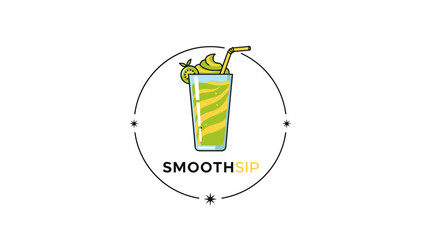 Colorful Smoothie Logo with Green Drink.