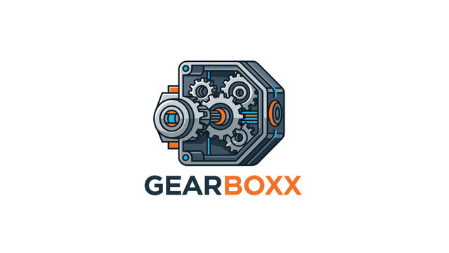 Gearbox Logo with Mechanical Components.
