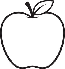 Apple Fruit Silhouette Outline Vector Icon &ndash; Minimal Flat Black Line Apple on White Background