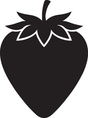 Strawberry Fruit Silhouette Vector Icon &ndash; Flat Black Decorative Berry Illustration Isolated on White