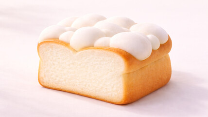 雲のようなクリームをのせた食パン風スクイーズ｜Cloud Cream Bread Squishy Toy Generative AI