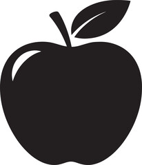 Apple Fruit Silhouette Vector Icon &ndash; Flat Black Minimal Food Illustration Isolated on White