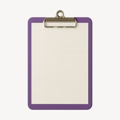 Purple clipboard with blank paper.