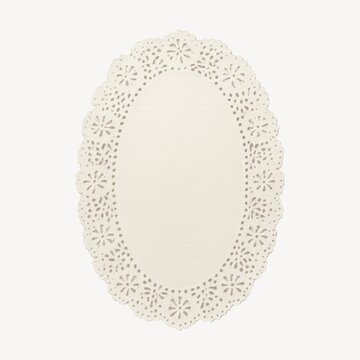Elegant oval lace doily design.