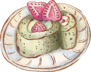 Bakery cake pastry watercolor illustration