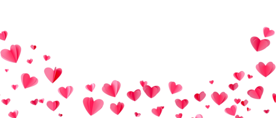 Pink hearts flying background, Valentine's day greeting card concept, Mother day anniversary design on white