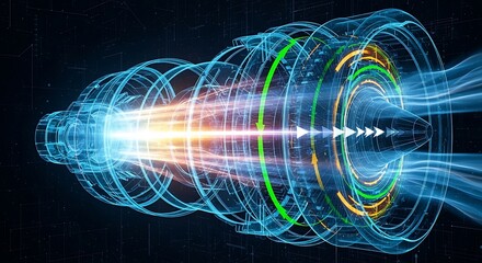 Abstract Futuristic Fusion Reactor Core with Plasma Energy Flow.