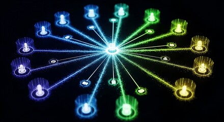 Abstract Network of Connected Glowing Figures Representing Global Communication.