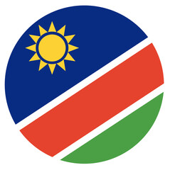 Round flag of Namibia isolated in circle shape. Oval flag of Namibia.