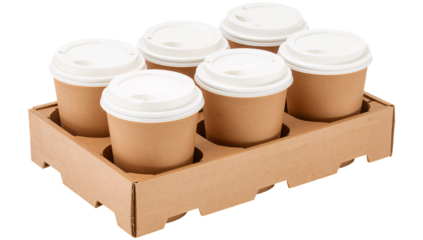 Three Cups in a Cardboard Holder for Easy Carrying in a Busy Setting
