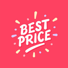 Best Price white lettering on red background