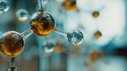 Abstract molecular structure visualization in transparent glass spheres