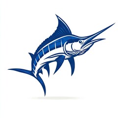 Obraz premium Vibrant blue marlin fish illustration on white background for diverse applications