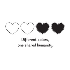 Hearts of different colors and styles on white background