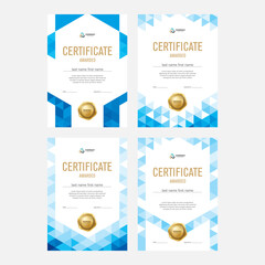 A set of templates for the design of certificates, diplomas, award documents, geometric shapes of triangles