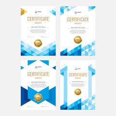 A set of templates for the design of certificates, diplomas, award documents, geometric shapes of triangles