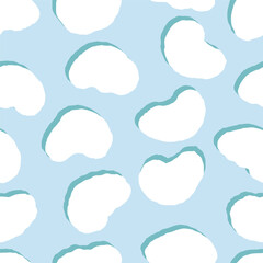 Dreamy Organic Blobs Seamless Vector Pattern. Gentle Irregular Dots Texture. Minimal Sky Shapes Tile 