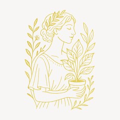 Fototapeta premium Elegant botanical illustration of woman.