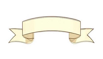 Plain, cream-colored ribbon with a slightly curved top and pointed ends on a black background