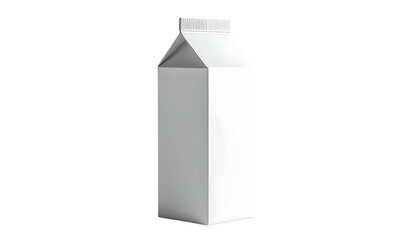 Plain white, upright carton of liquid, typically dairy, isolated on a black background