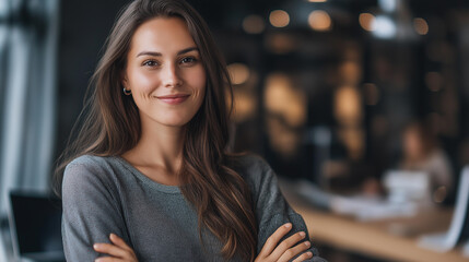 Faceless portrait confident young woman working in home office, residential workspace professional, domestic employment setting, remote work environment, defocused person, with copy space
