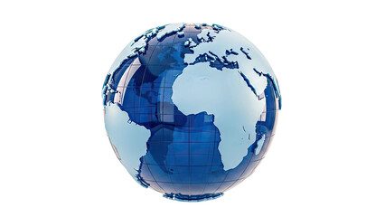 Fototapeta premium Blue Glass Globe on White Background