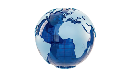 Blue Glass Globe on White Background