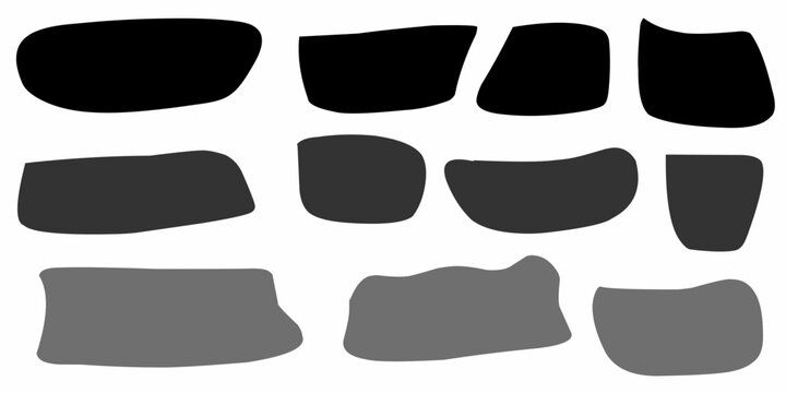 Abstract black shapes. Random black blobs in a collection set.