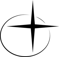 Flat Star with Oval 90s Style Vector
