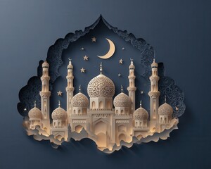 Ramadan greeting card made from paper figures